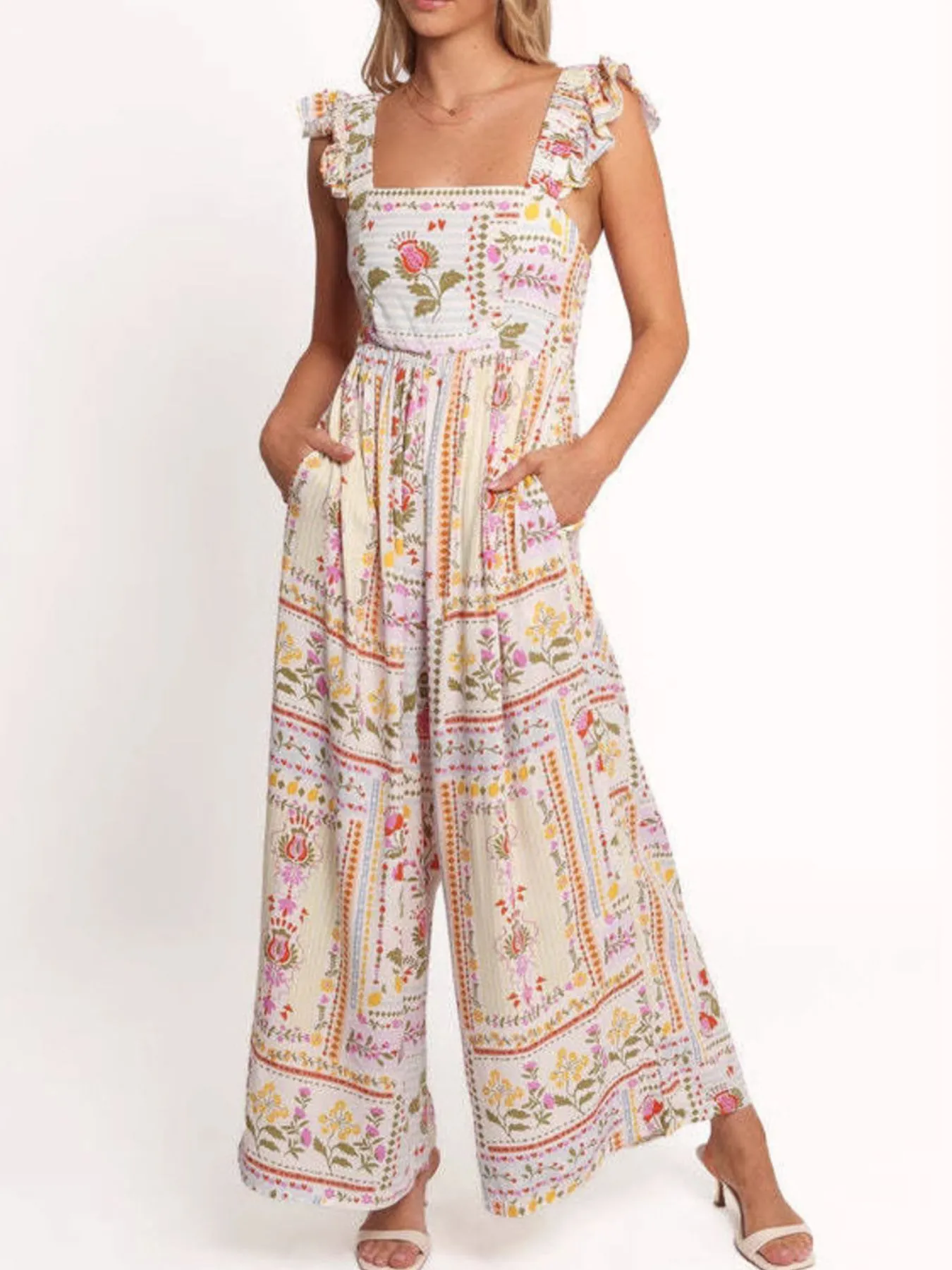 Floral Print Ruffle Strap Jumpsuit - Image 4