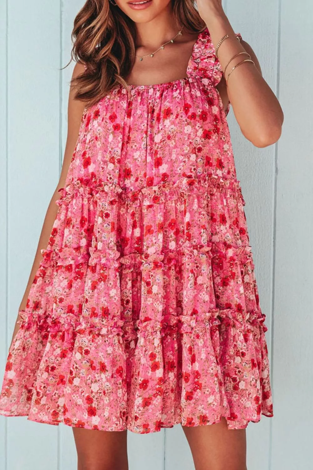 Floral Print Ruffle Tiered Mini Dress - Image 3