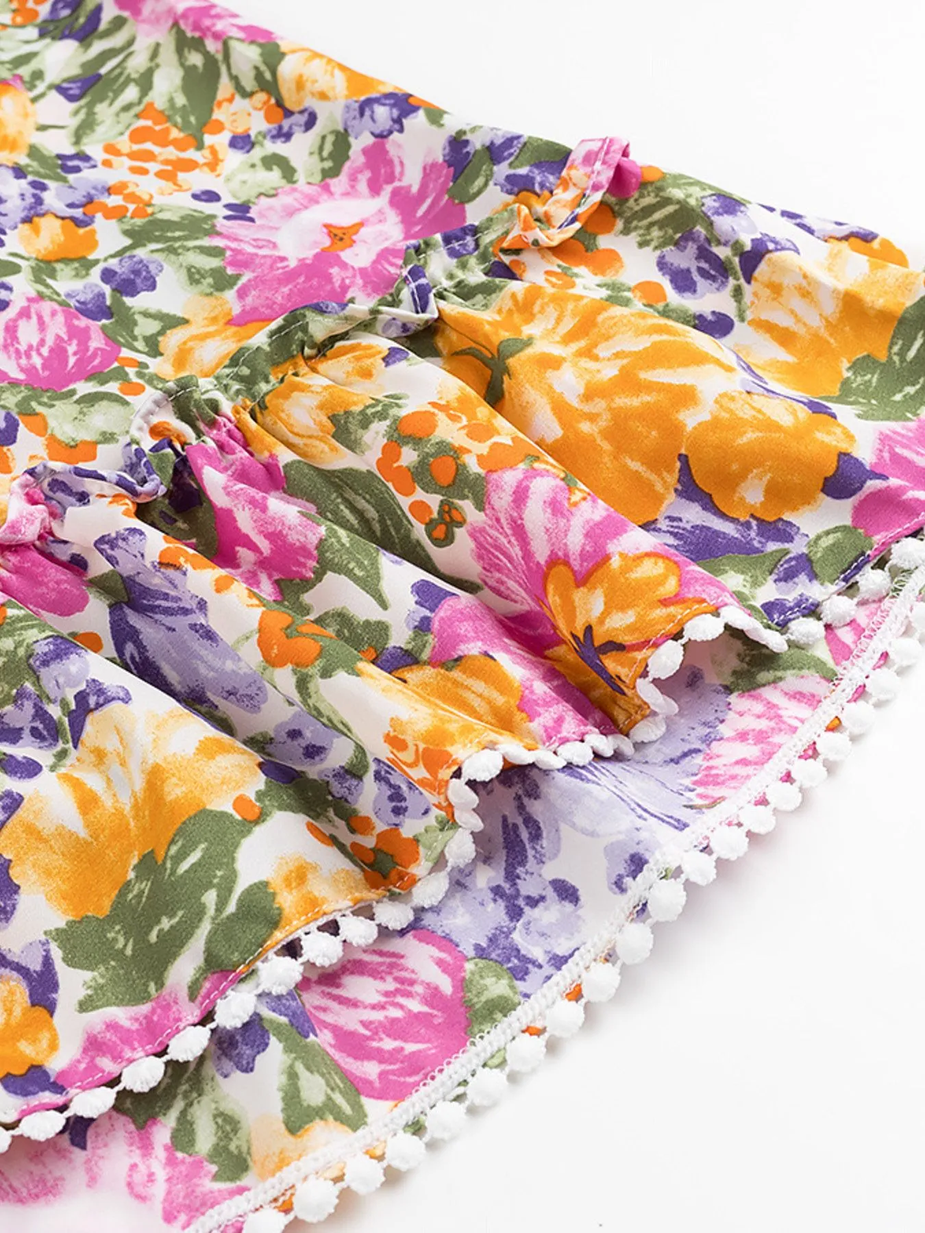 Floral Print Ruffled Hem Dress - Image 8