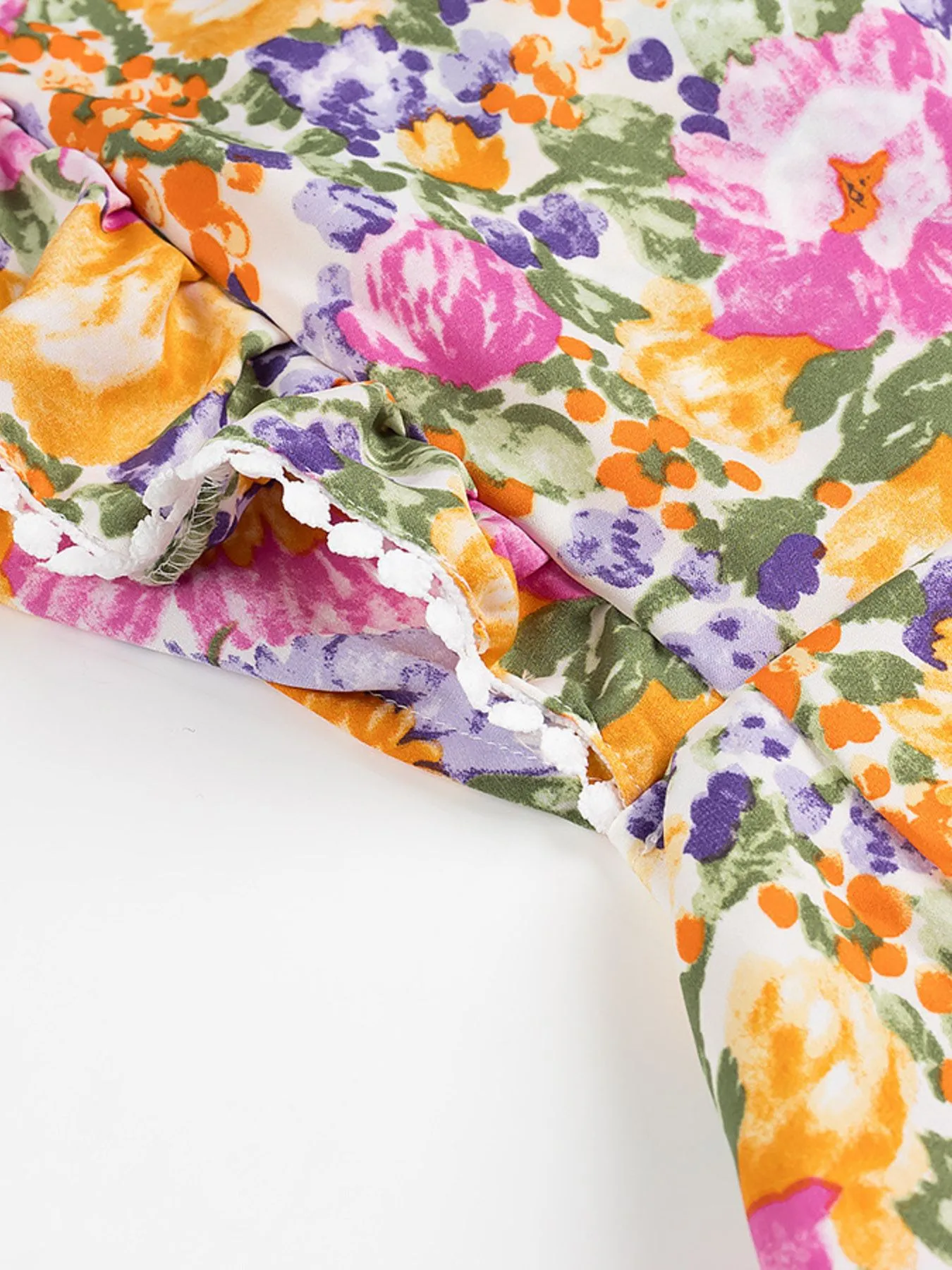 Floral Print Ruffled Hem Dress - Image 9