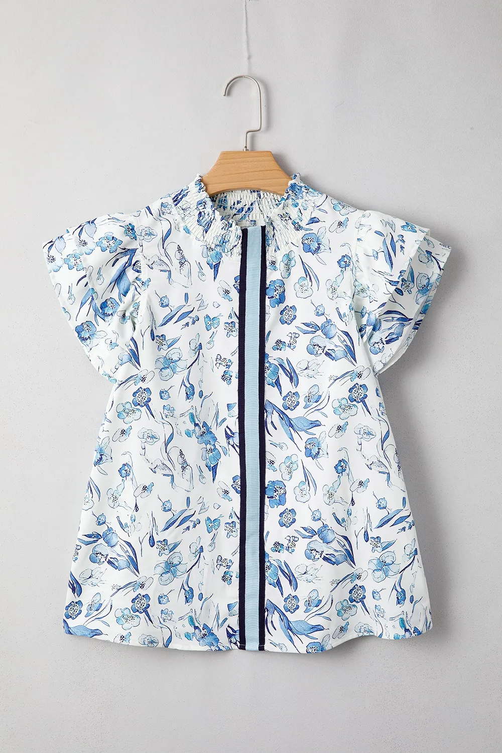 Floral Print Ruffled Short Sleeve Blouse - Image 4