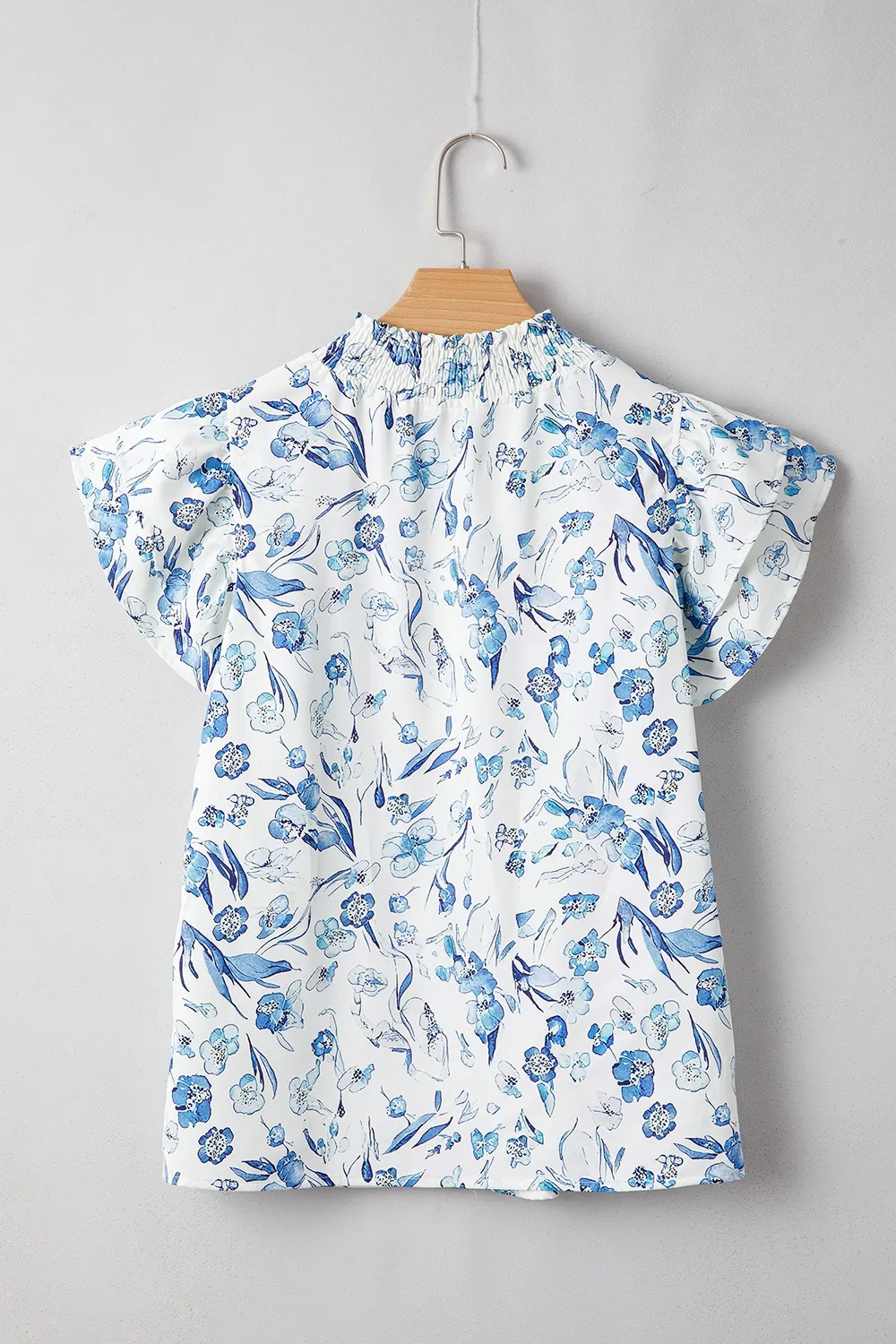 Floral Print Ruffled Short Sleeve Blouse - Image 5