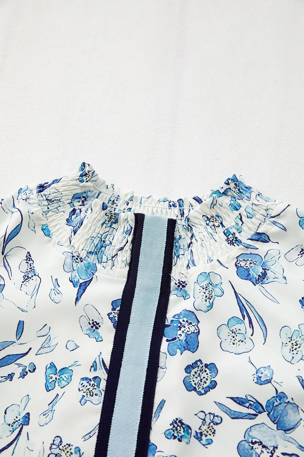 Floral Print Ruffled Short Sleeve Blouse - Image 6