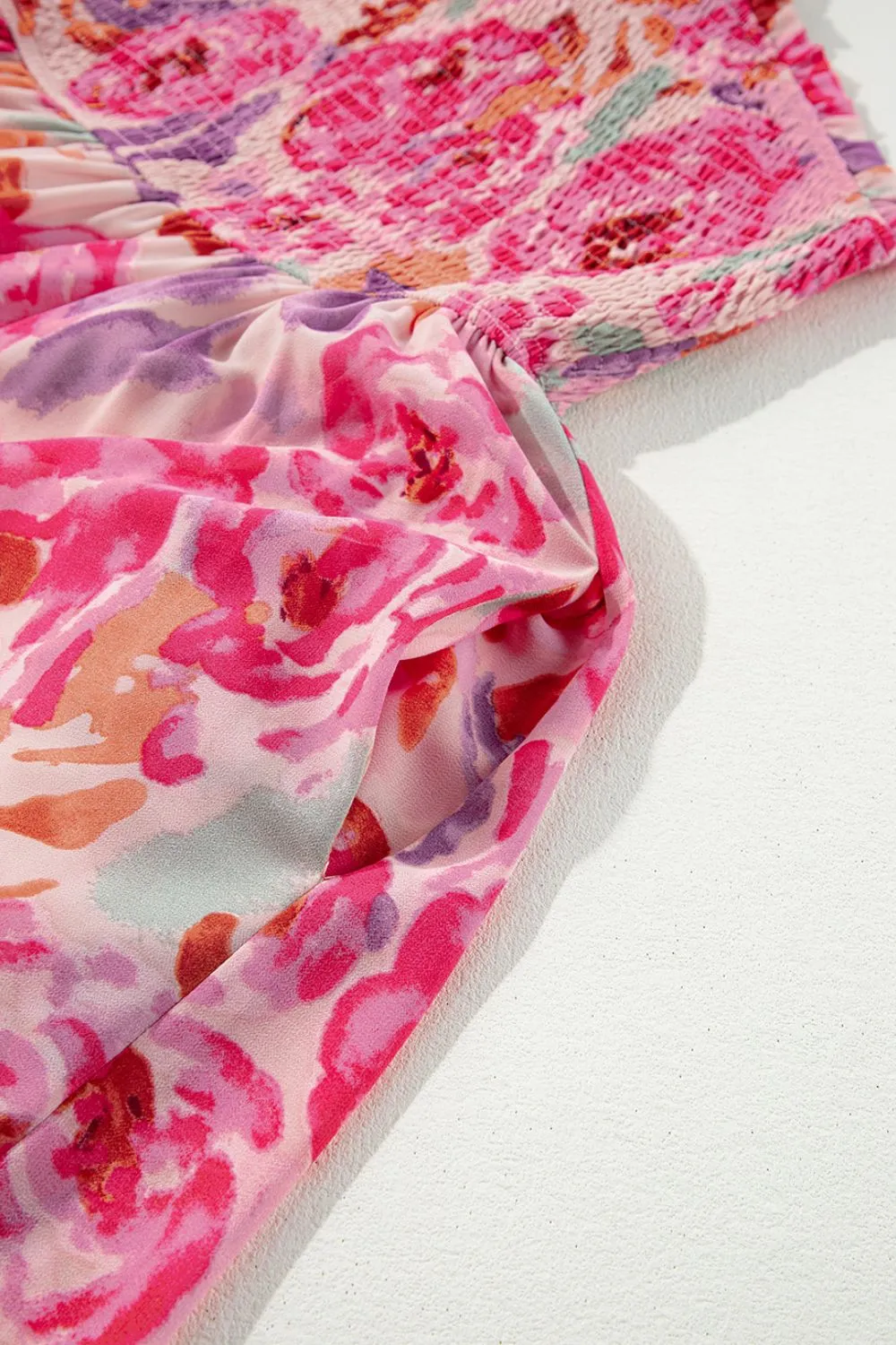 Floral Print Shirred One Shoulder Maxi Dress - Image 9