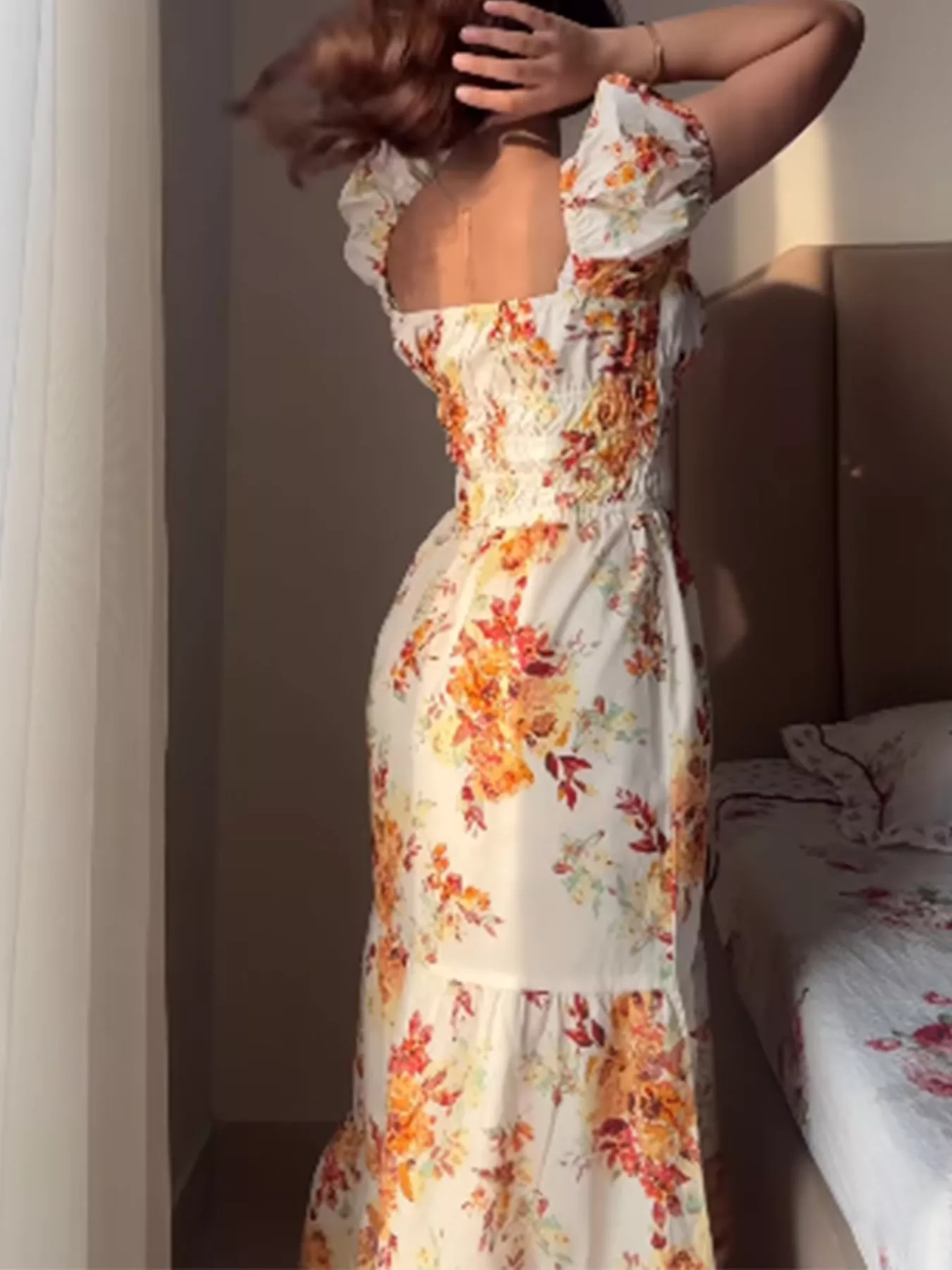 Floral Print Short Sleeve Dress - Image 5