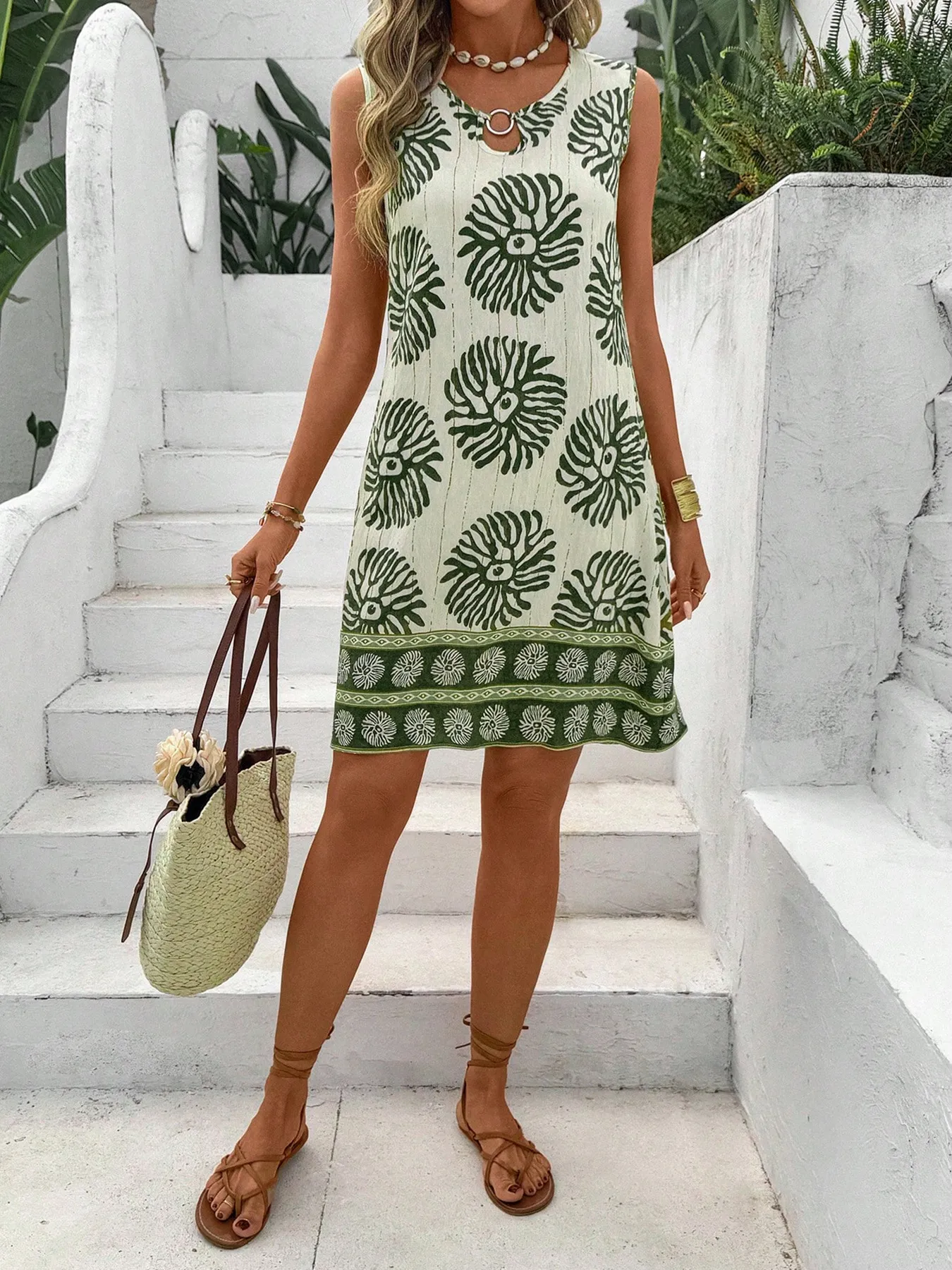 Floral Print Sleeveless Summer Mini Dress - Image 5