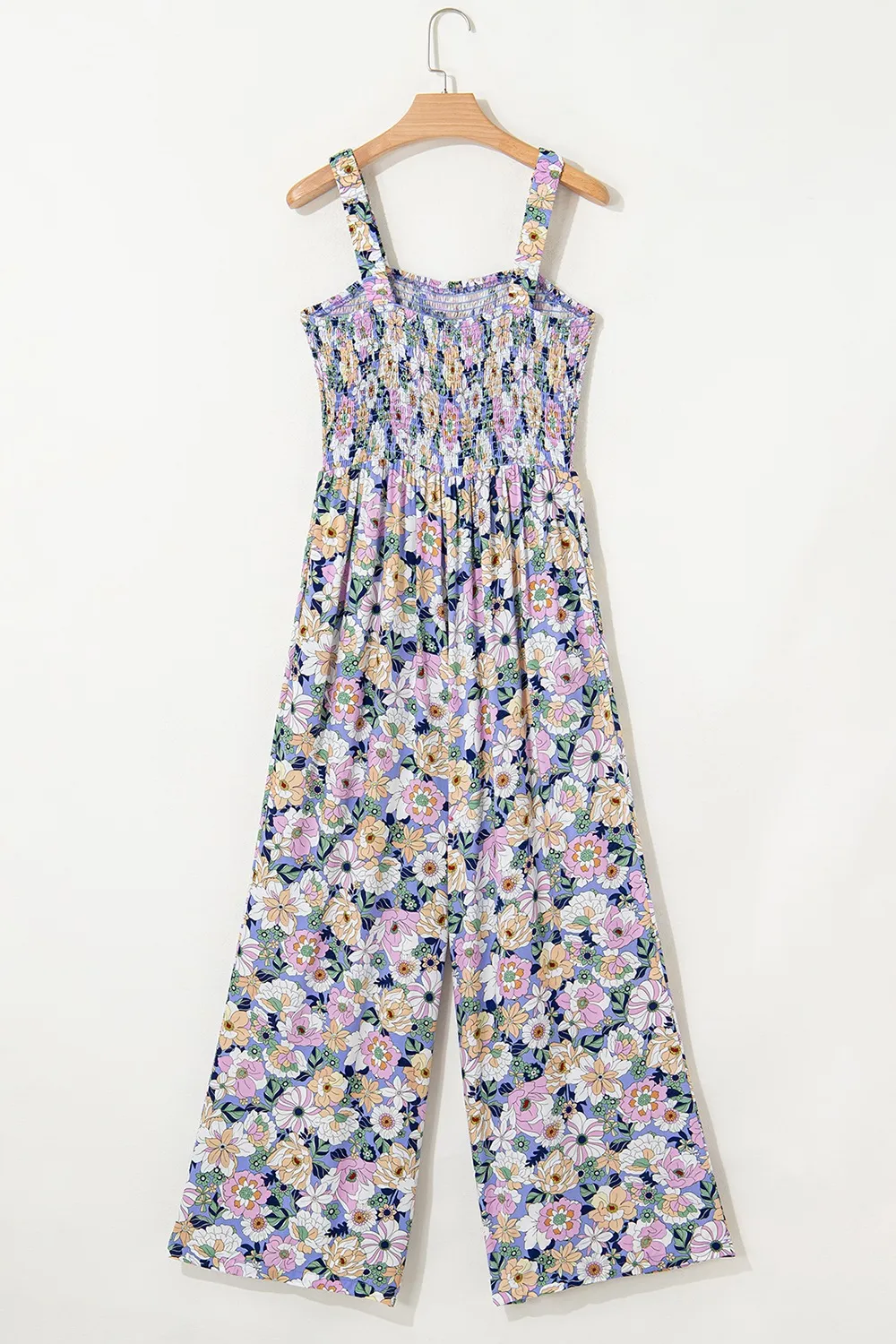Floral Print Smocked High Waist Square Neck Jumpsuit - Image 11