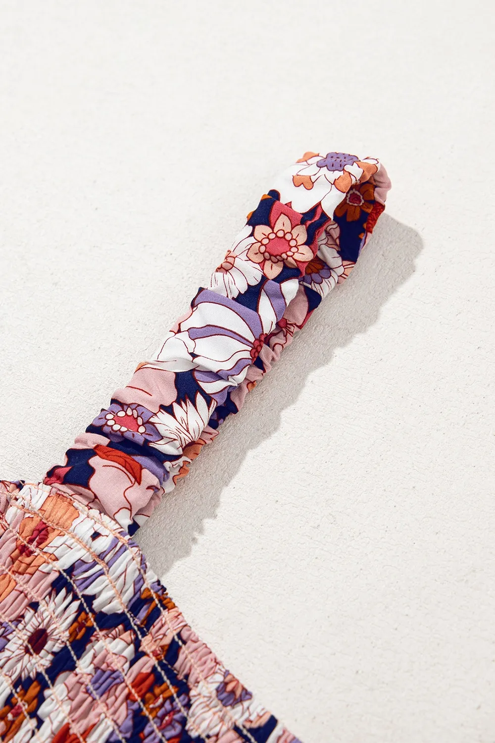 Floral Print Smocked High Waist Square Neck Jumpsuit - Image 6