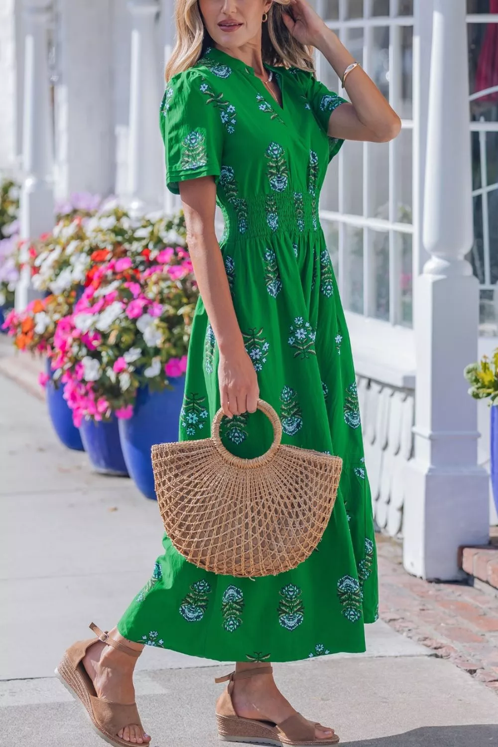 Floral Print Smocked Waist Maxi Dress - Image 5