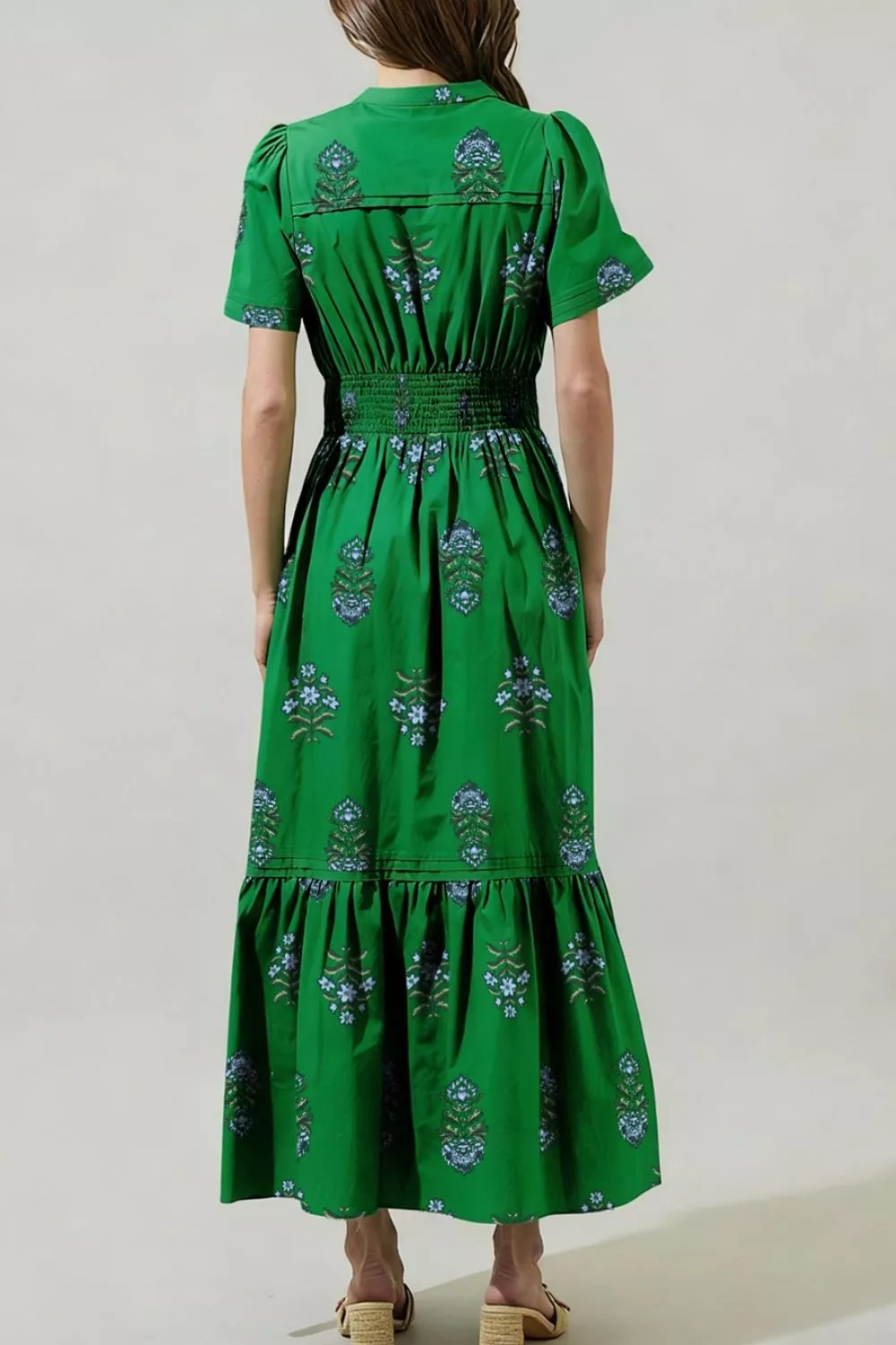 Floral Print Smocked Waist Maxi Dress - Image 6