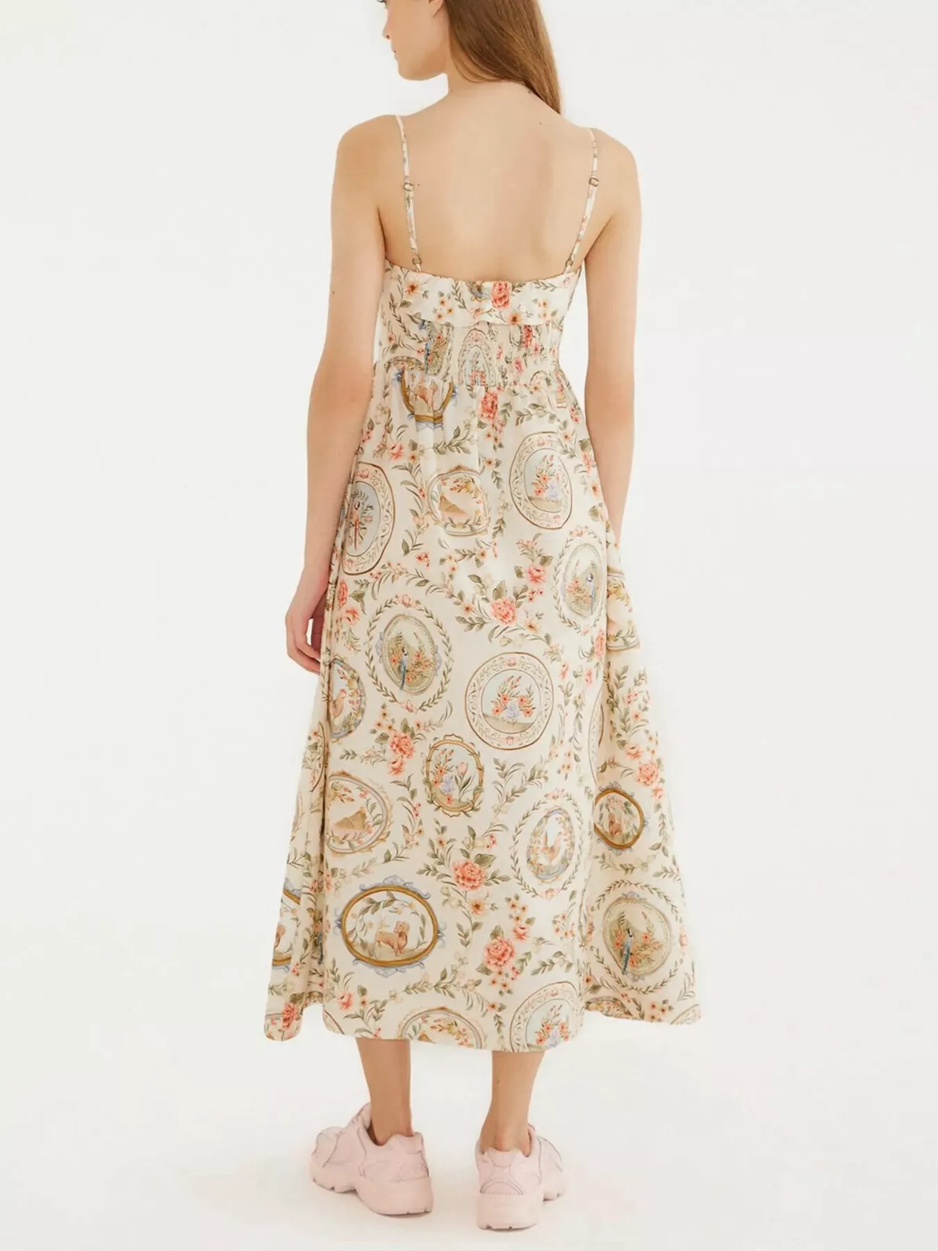 Floral Print Spaghetti Strap Midi Dress - Image 4