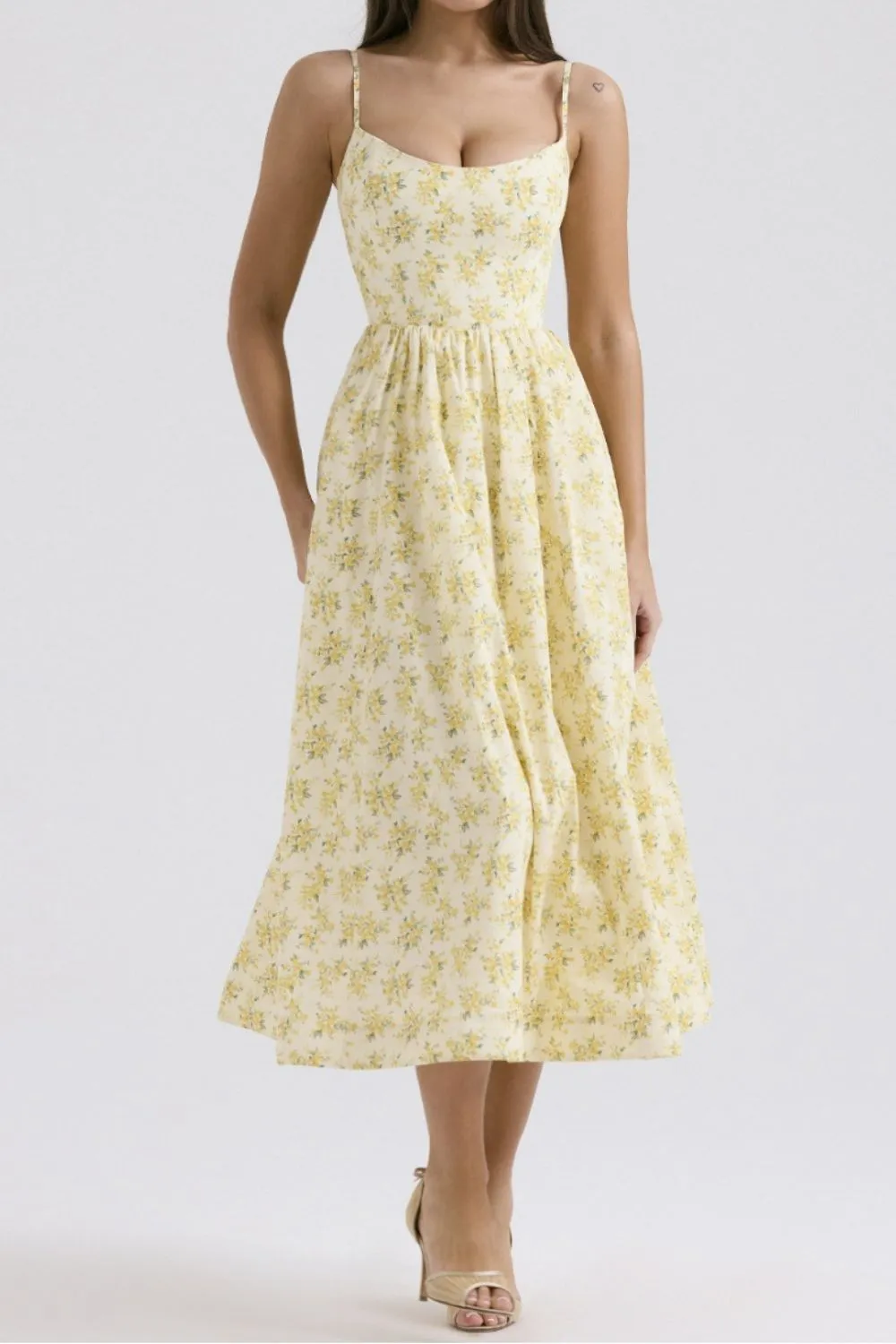 Floral Print Spaghetti Strap Midi Dress - Image 8