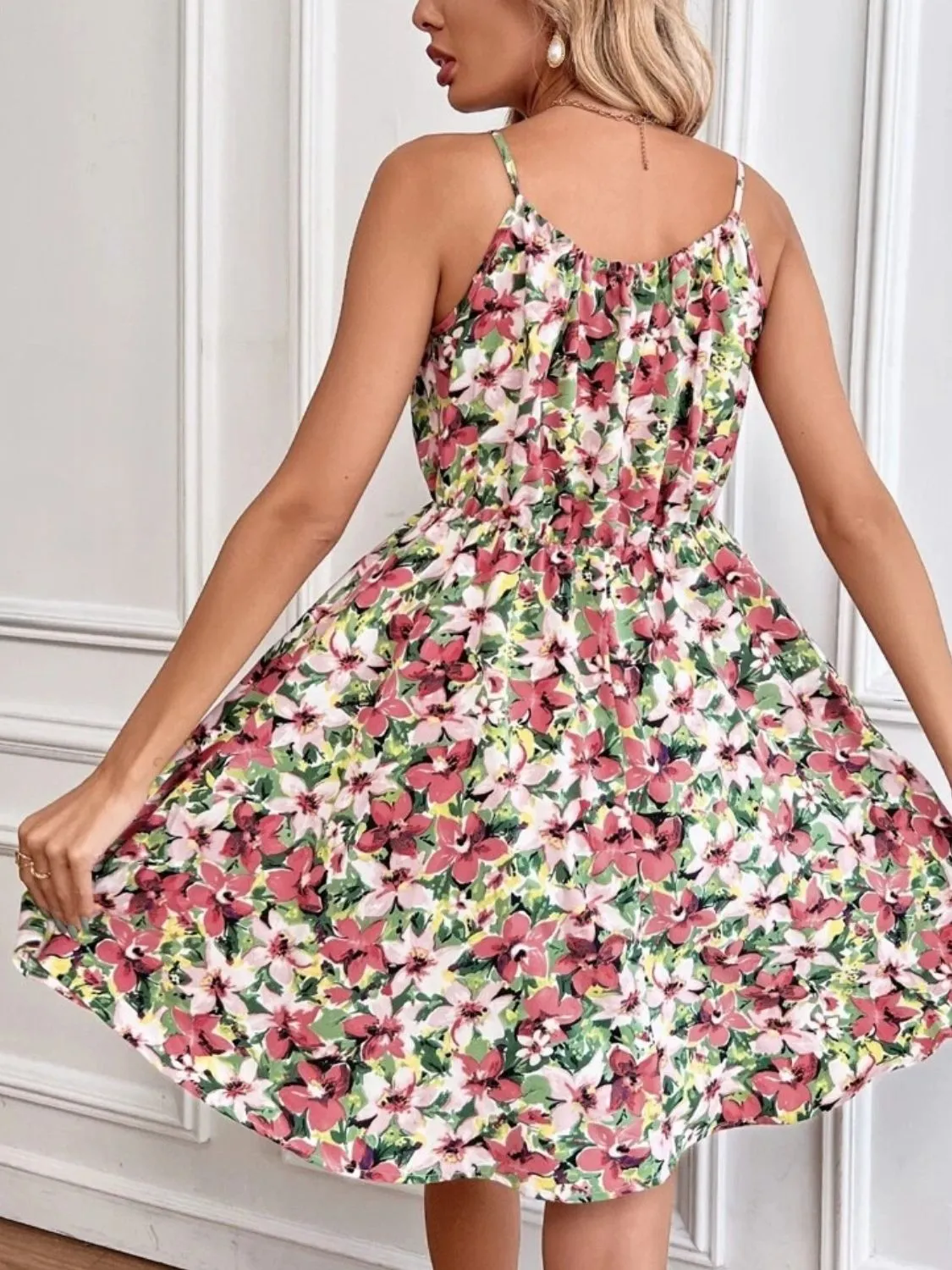 Floral Print Spaghetti Strap Summer Mini Dress - Image 11