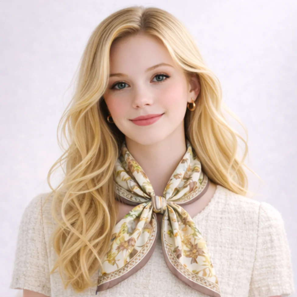 Floral Print Square Scarf - Image 10
