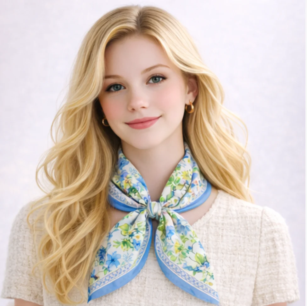 Floral Print Square Scarf - Image 11
