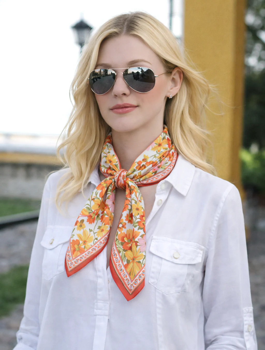 Floral Print Square Scarf - Image 12