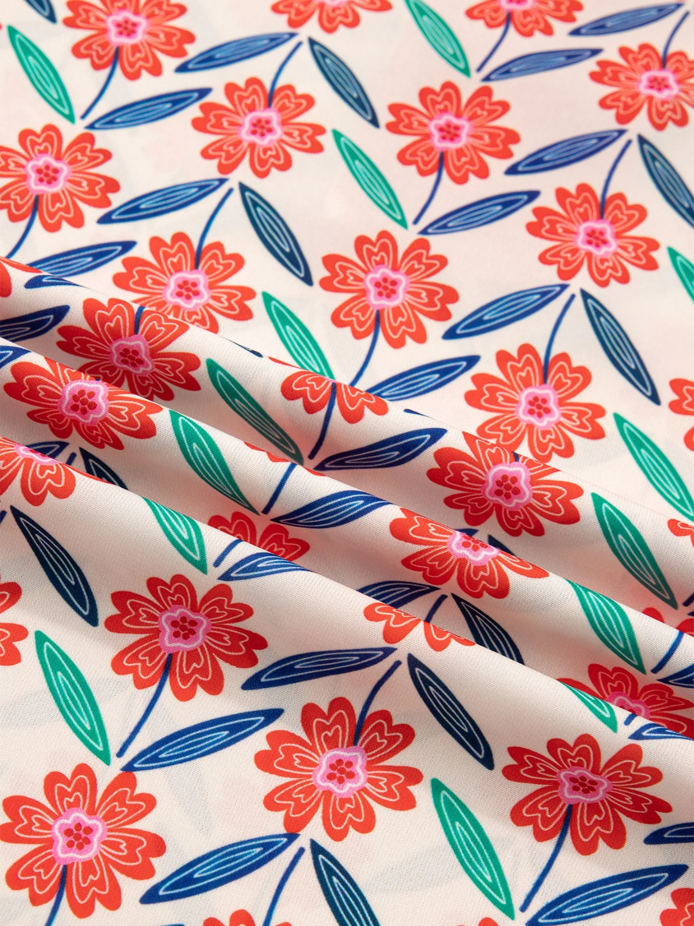 Floral Print Striped Detail V Neck Ruffled Short Sleeve Blouse - Image 7