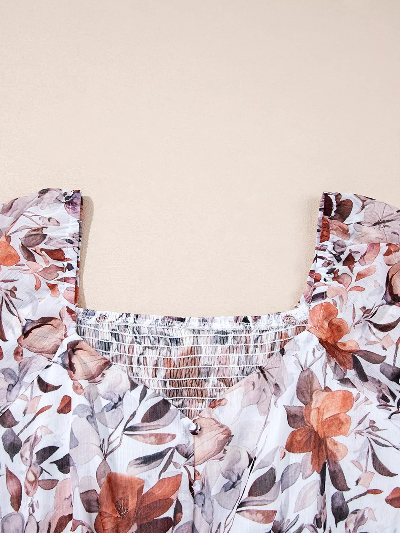 Floral Print Sweetheart Neck Long Sleeve High Waist Mini Dress - Image 6