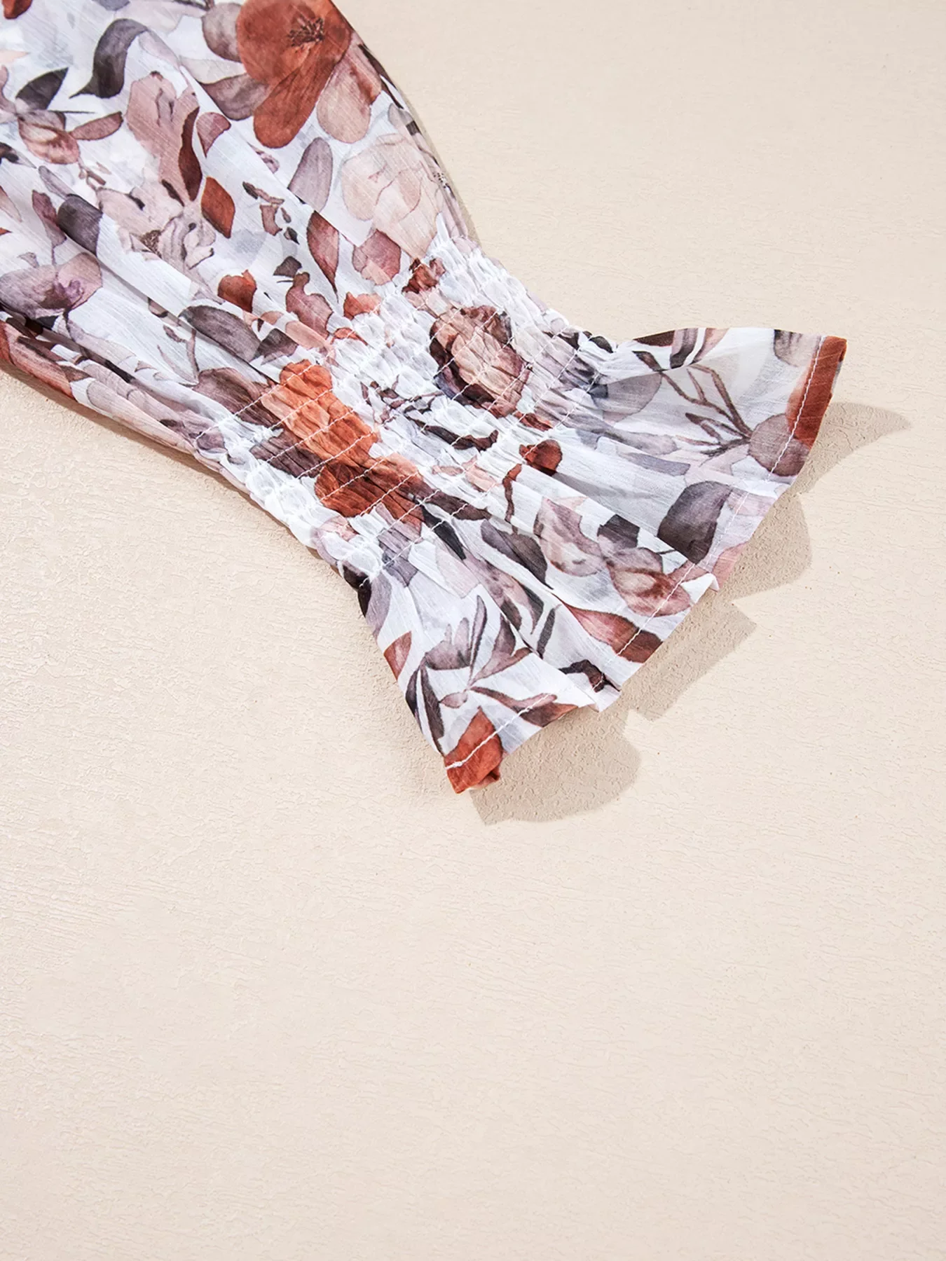 Floral Print Sweetheart Neck Long Sleeve High Waist Mini Dress - Image 9