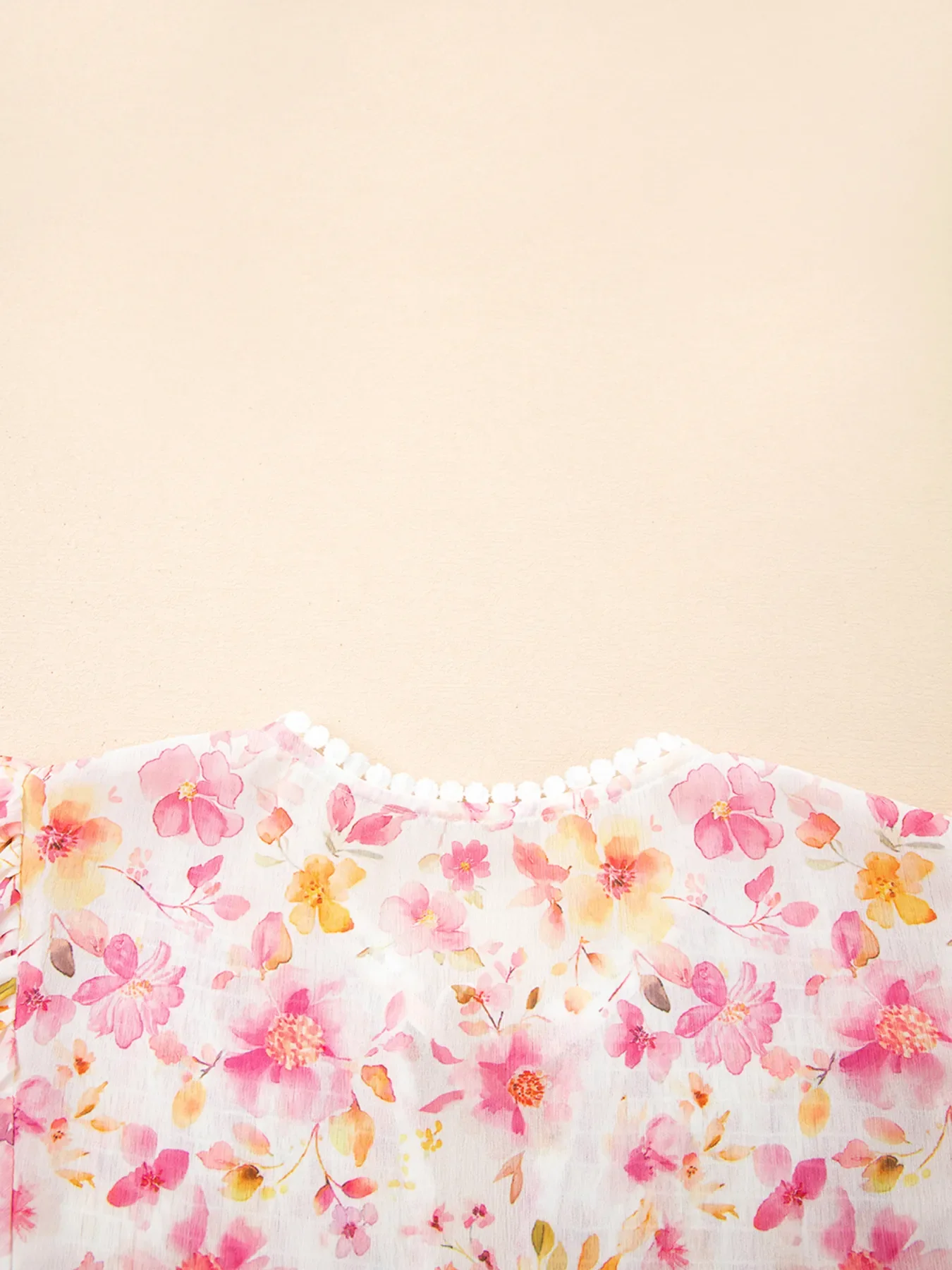 Floral Print Tassel Tie Smocked Puff Sleeve Blouse - Image 7