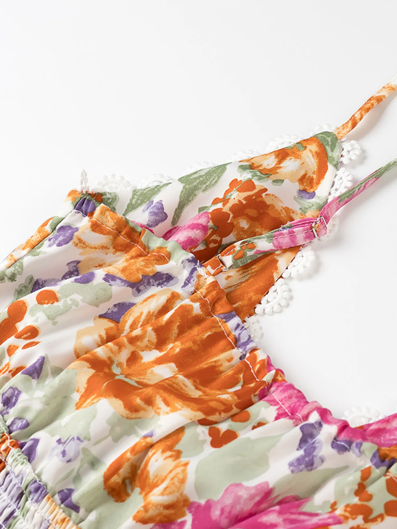 Floral Print Tie-Front Cami Dress with Lace Trim - Image 8