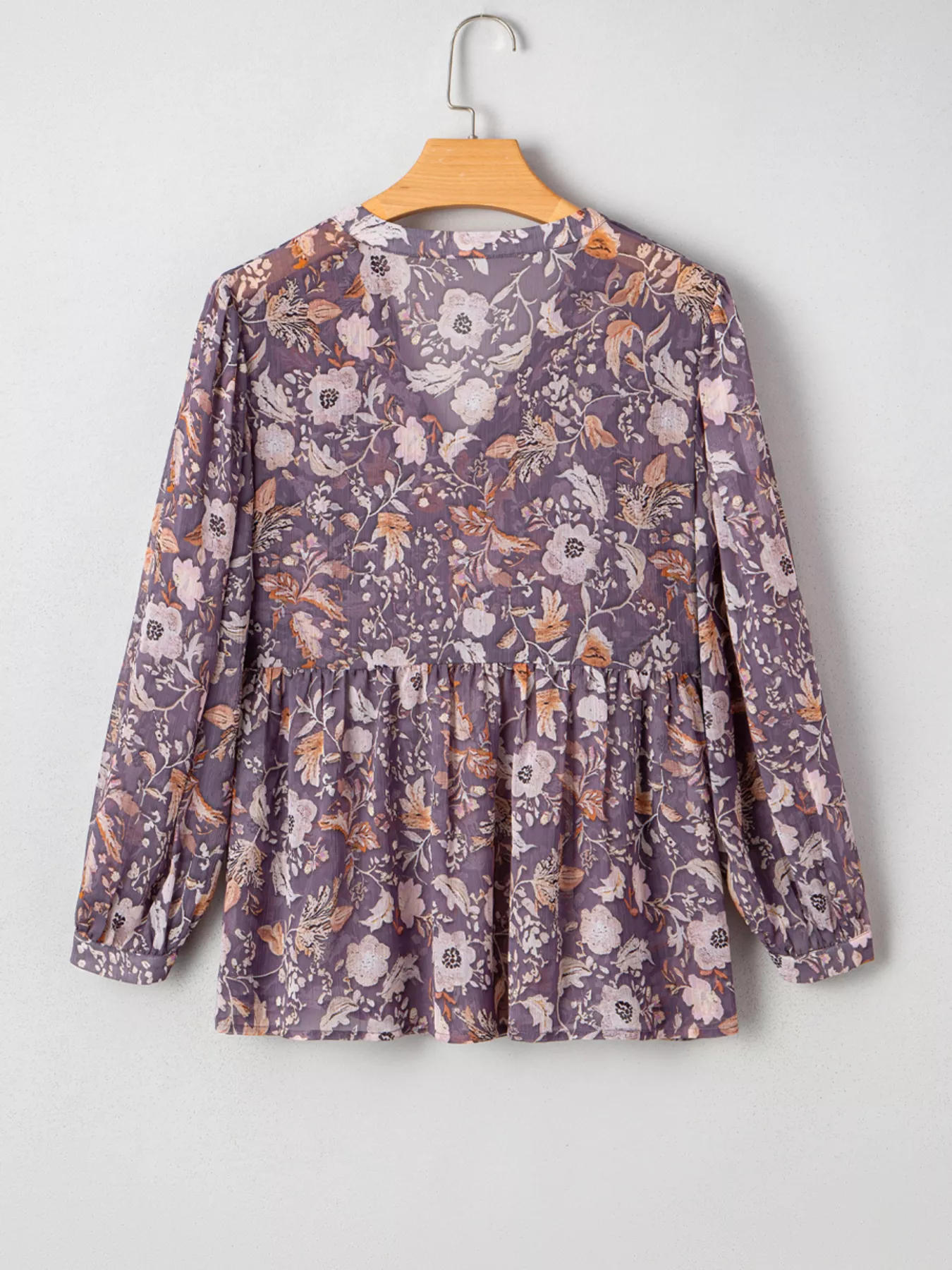 Floral Print Tie Neck Blouse - Image 5