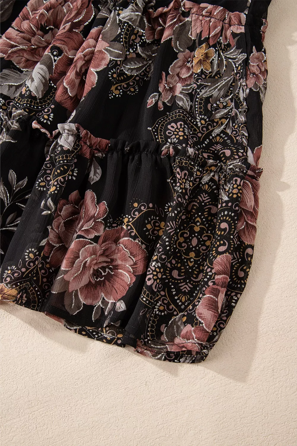 Floral Print Tie Neck Mini Dress - Image 12
