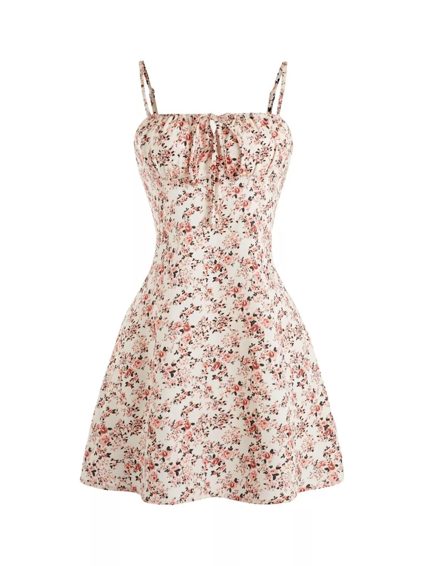 Floral Print Tie Strap Mini Dress - Image 20