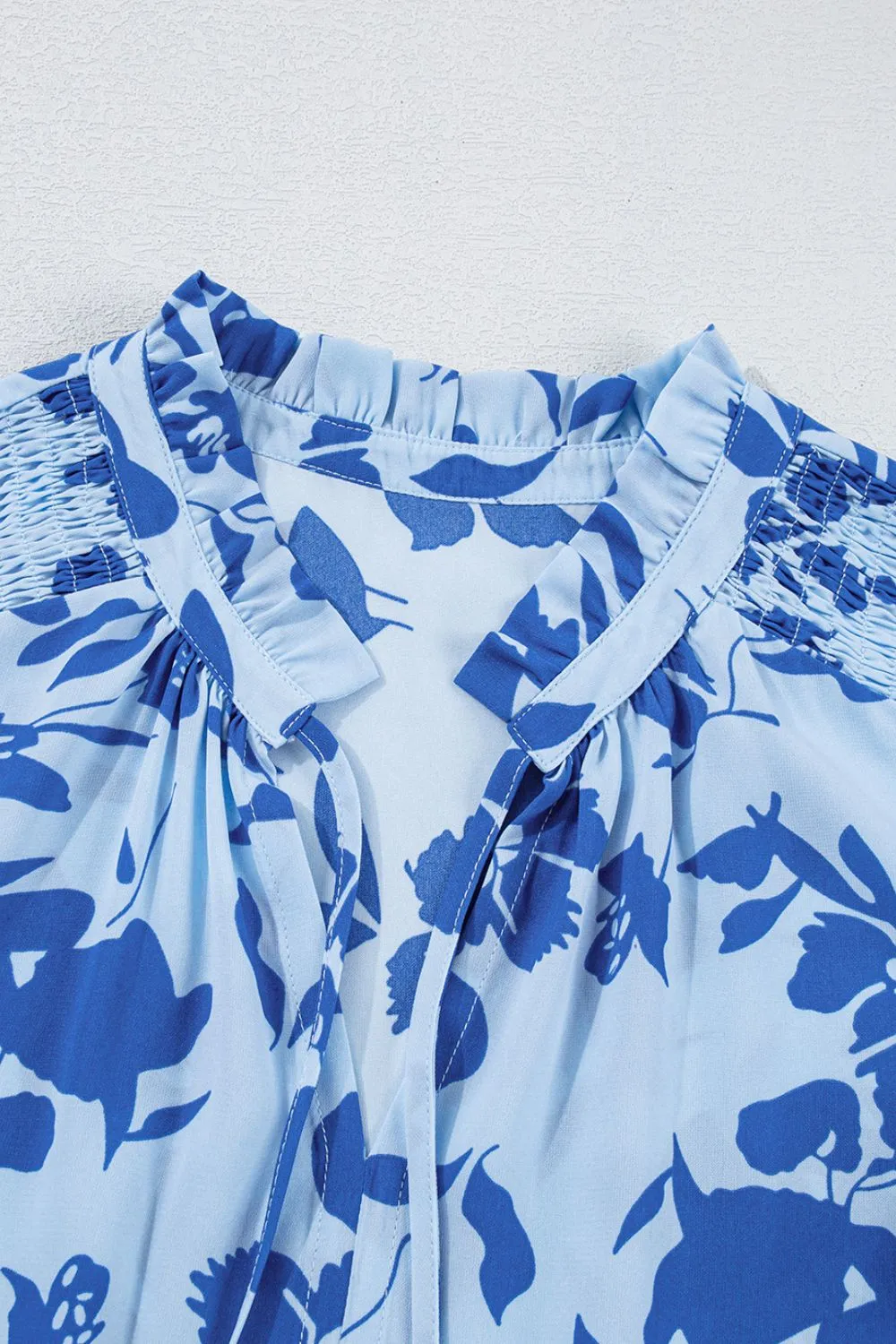 Floral Print Tiered Frilled Trim Flutter Sleeve Dress - Image 9