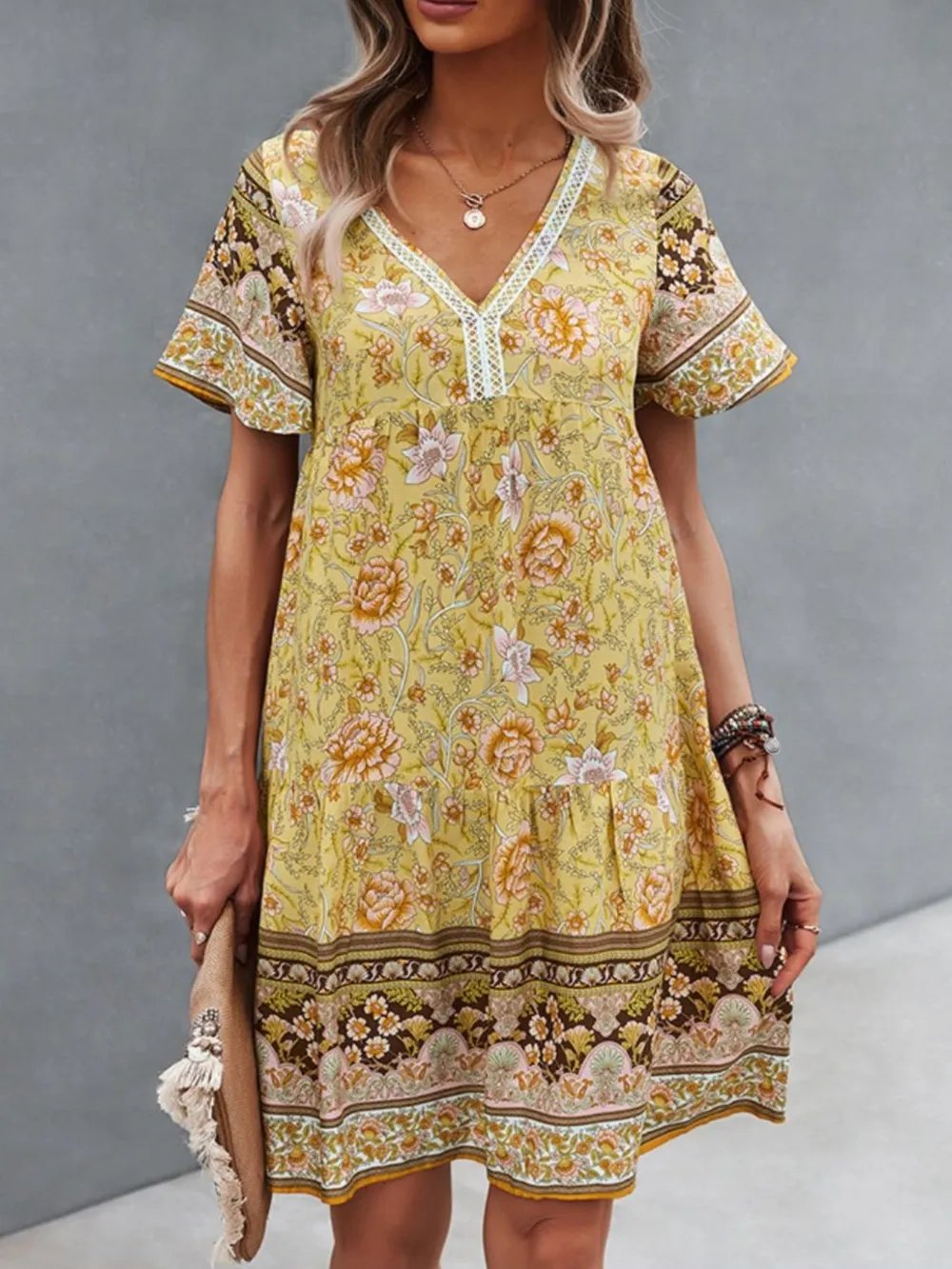 Floral Print V-Neck Summer Dress - Image 2