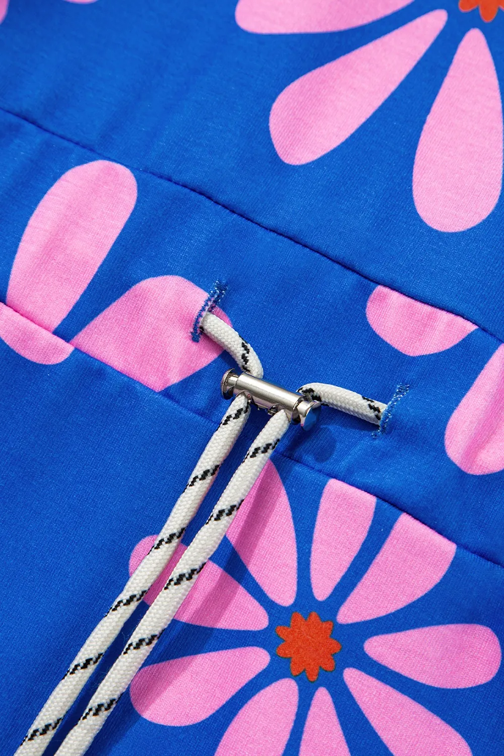 Floral Print Zip Collar Drawstring Summer Mini Dress - Image 9