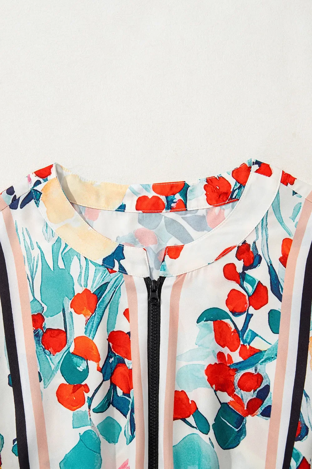 Floral Print Zipper Ruffled Short Sleeve High Waist Mini Dress - Image 9