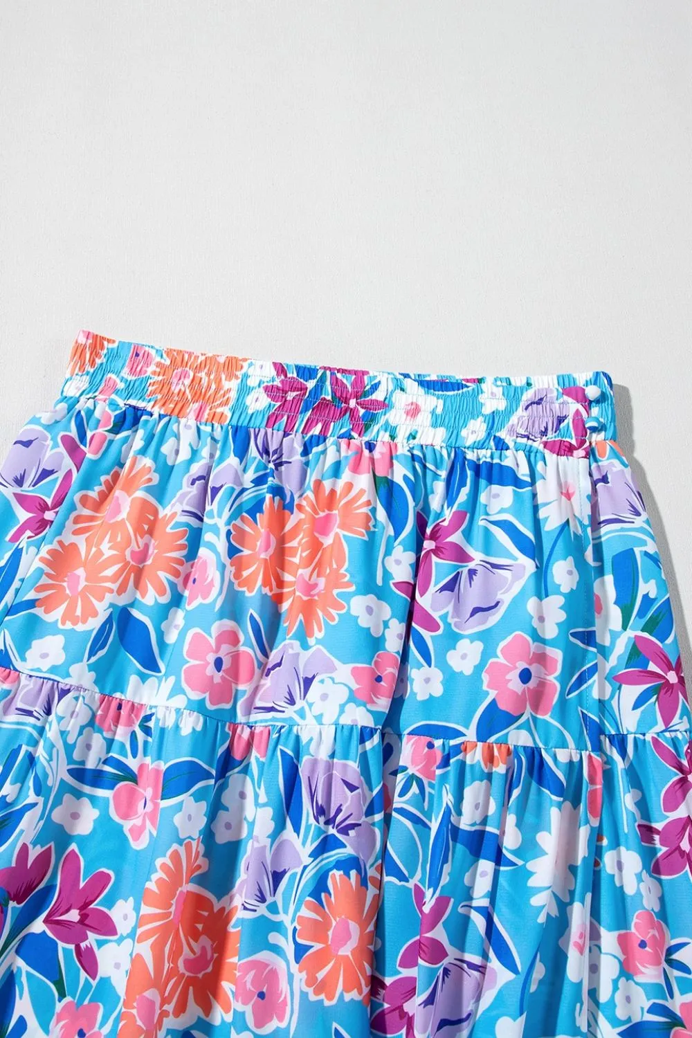 Floral Printed High Waist Split Skirt - Image 7