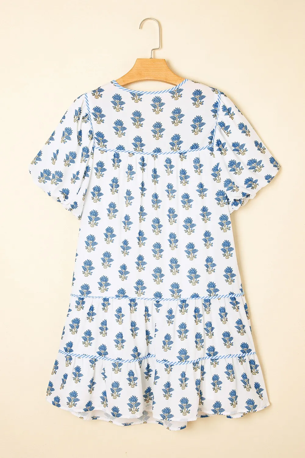 Floral Puff Sleeve Mini Dress with Pockets - Image 5