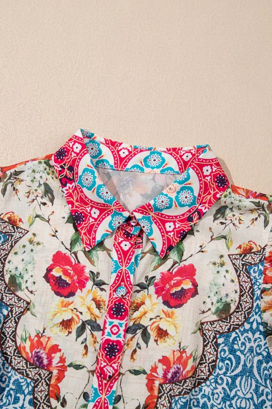 Floral Ruffle Flutter Sleeve Buttoned Mini Dress - Image 8