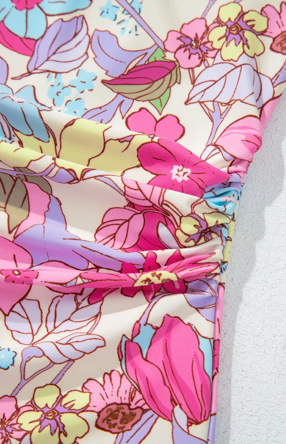 Floral Ruffle Trim Tummy Control One Piece Swimsuit - Image 8