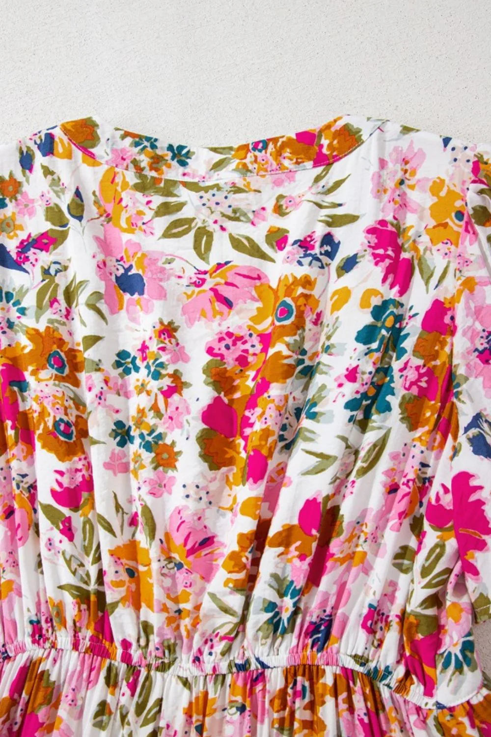 Floral Short Sleeve V Neck Dress with Pockets - Image 11