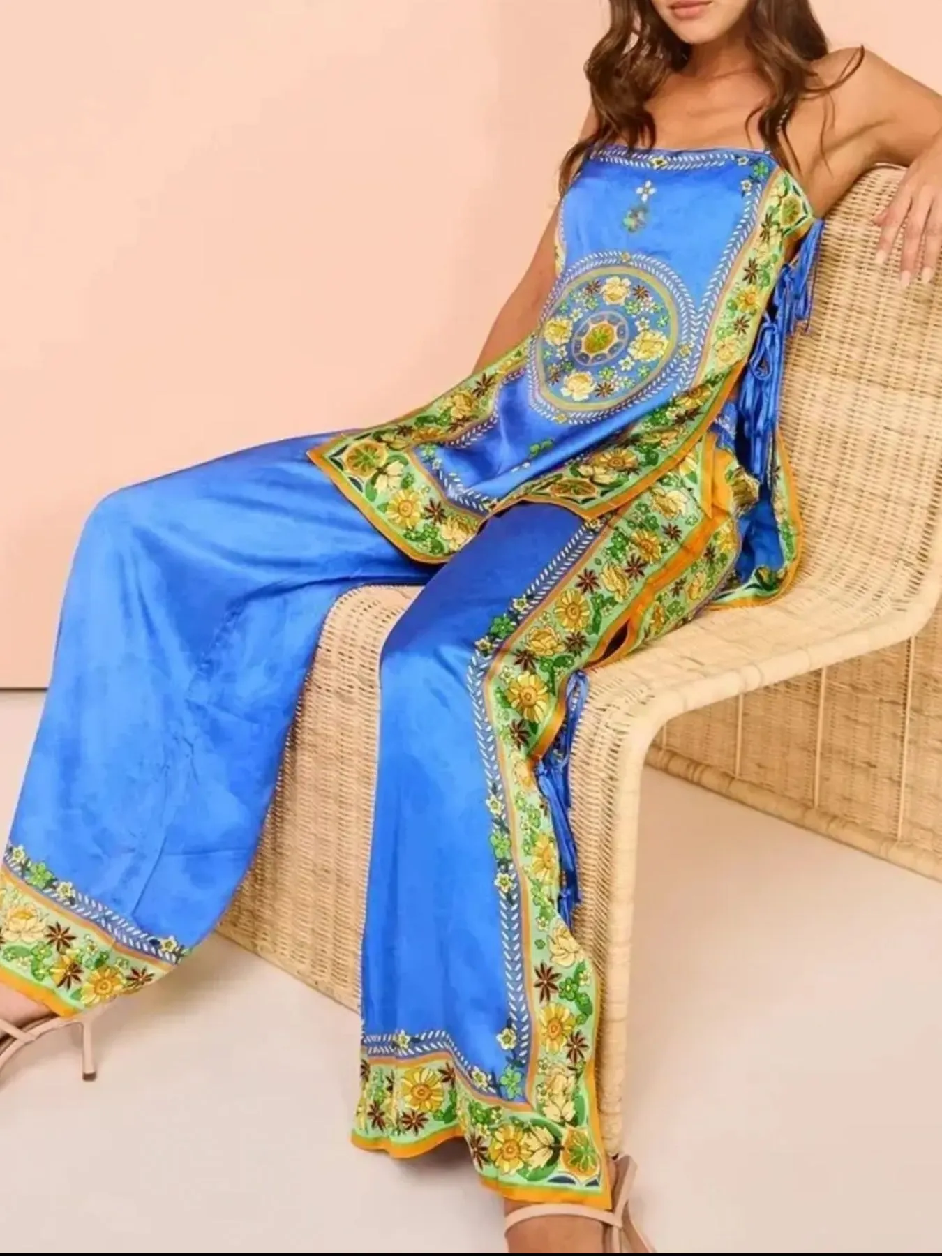 Floral Side Tied Cami and Pants Set - Image 6