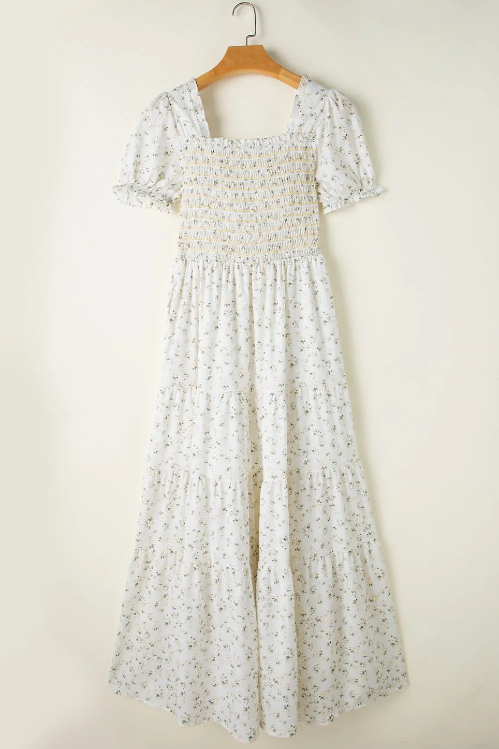 Floral Smocked Short Puff Sleeve Maxi Dress - Image 8