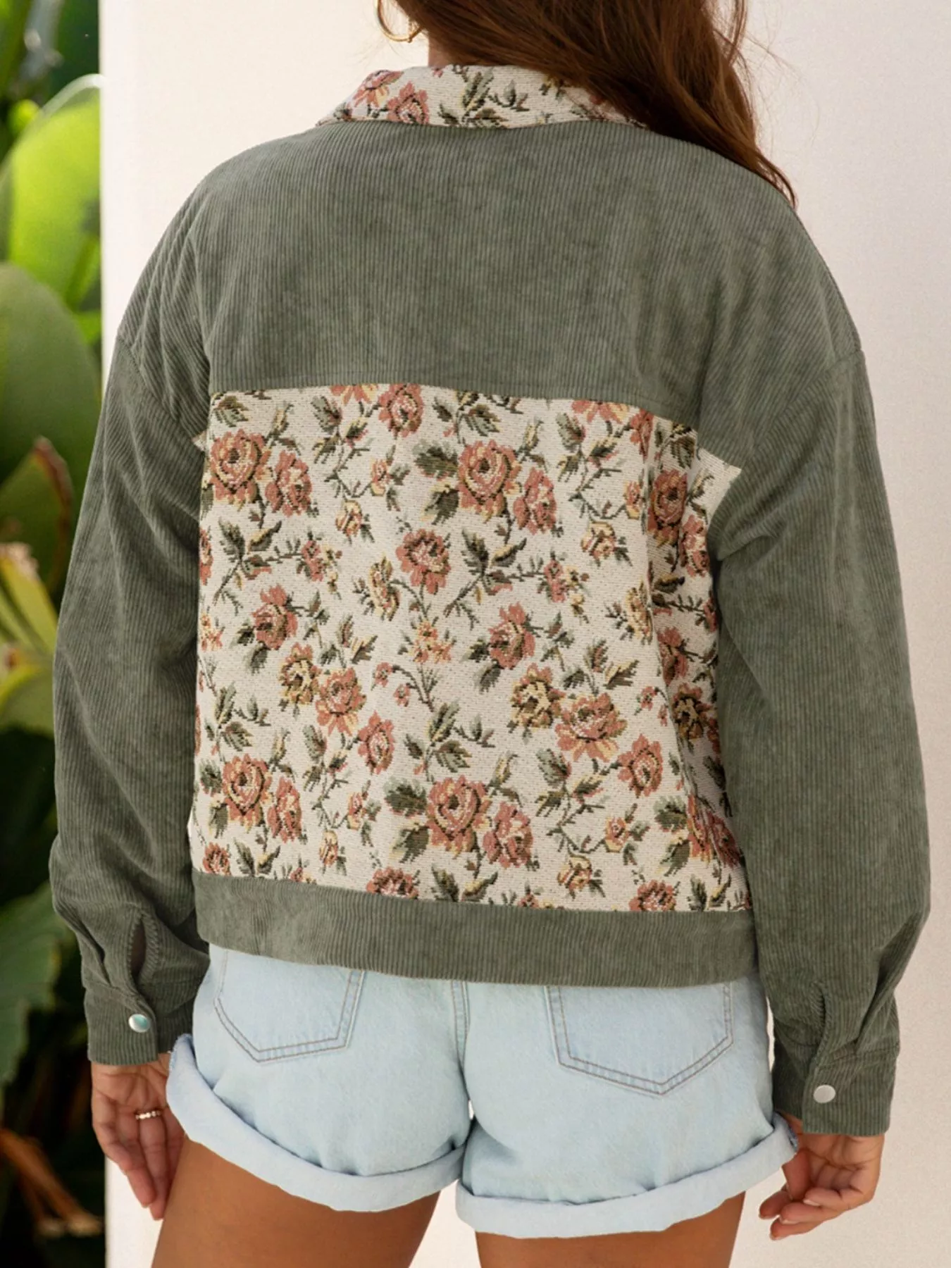 Floral Snap Down Corduroy Jacket - Image 3