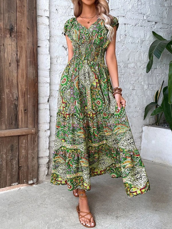 Floral V Neck Dress - Image 2