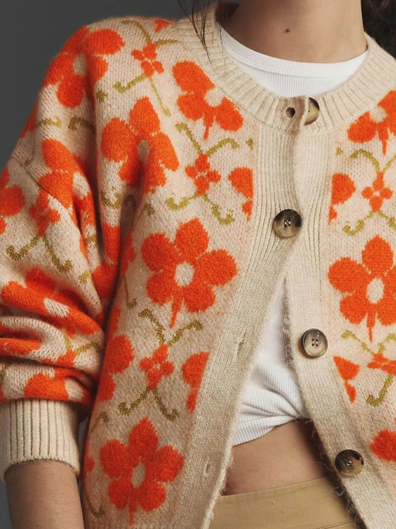 Flower Button Up Long Sleeve Cardigan - Image 5