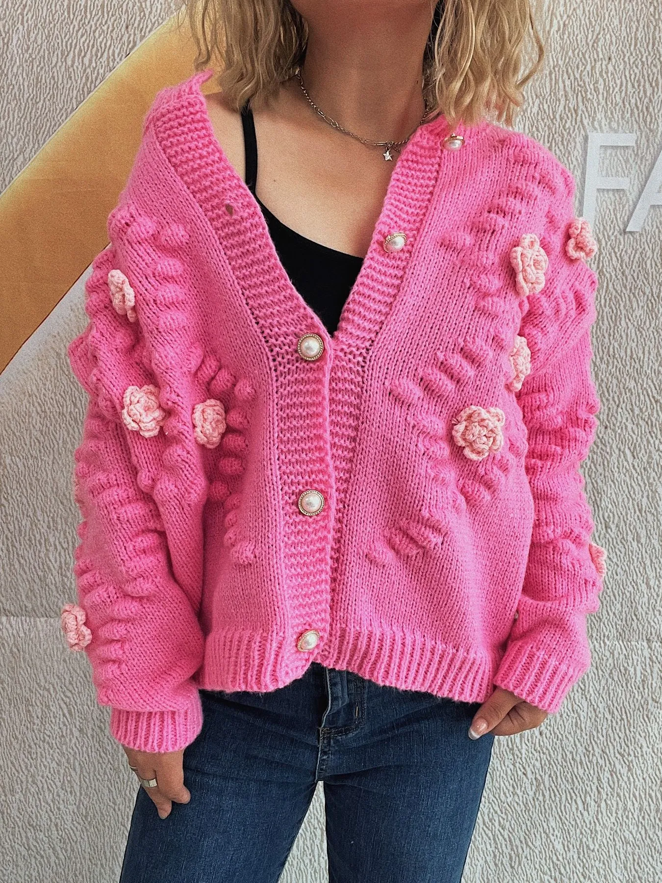 Flower Button Up Long Sleeve Cardigan - Image 20