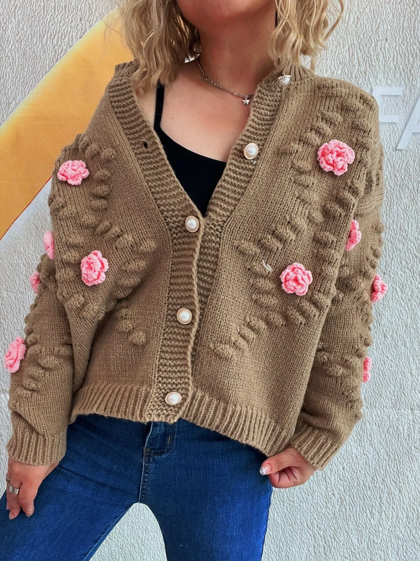 Flower Button Up Long Sleeve Cardigan - Image 9