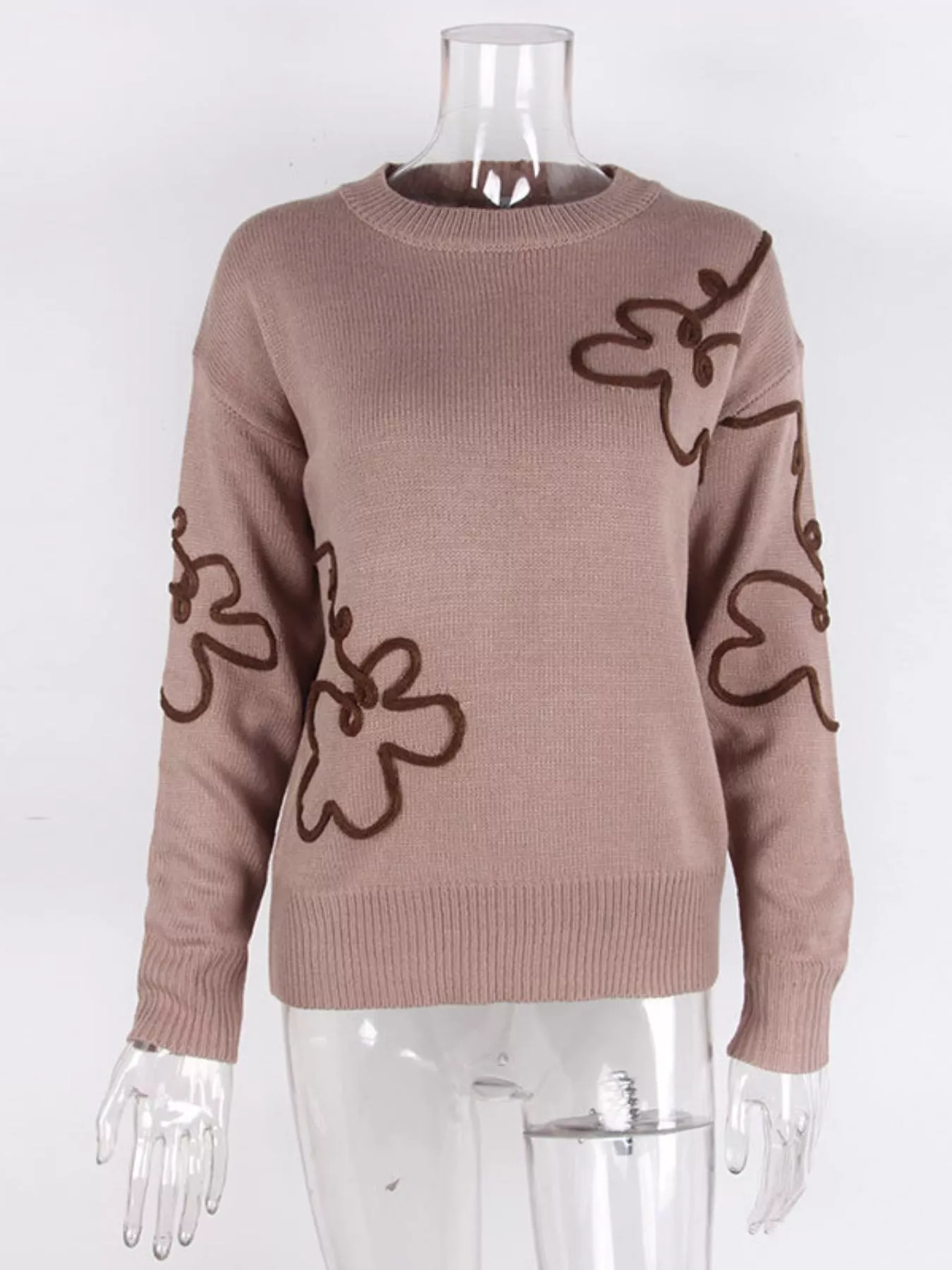 Flower Dropped Shoulder Sweater - Image 3
