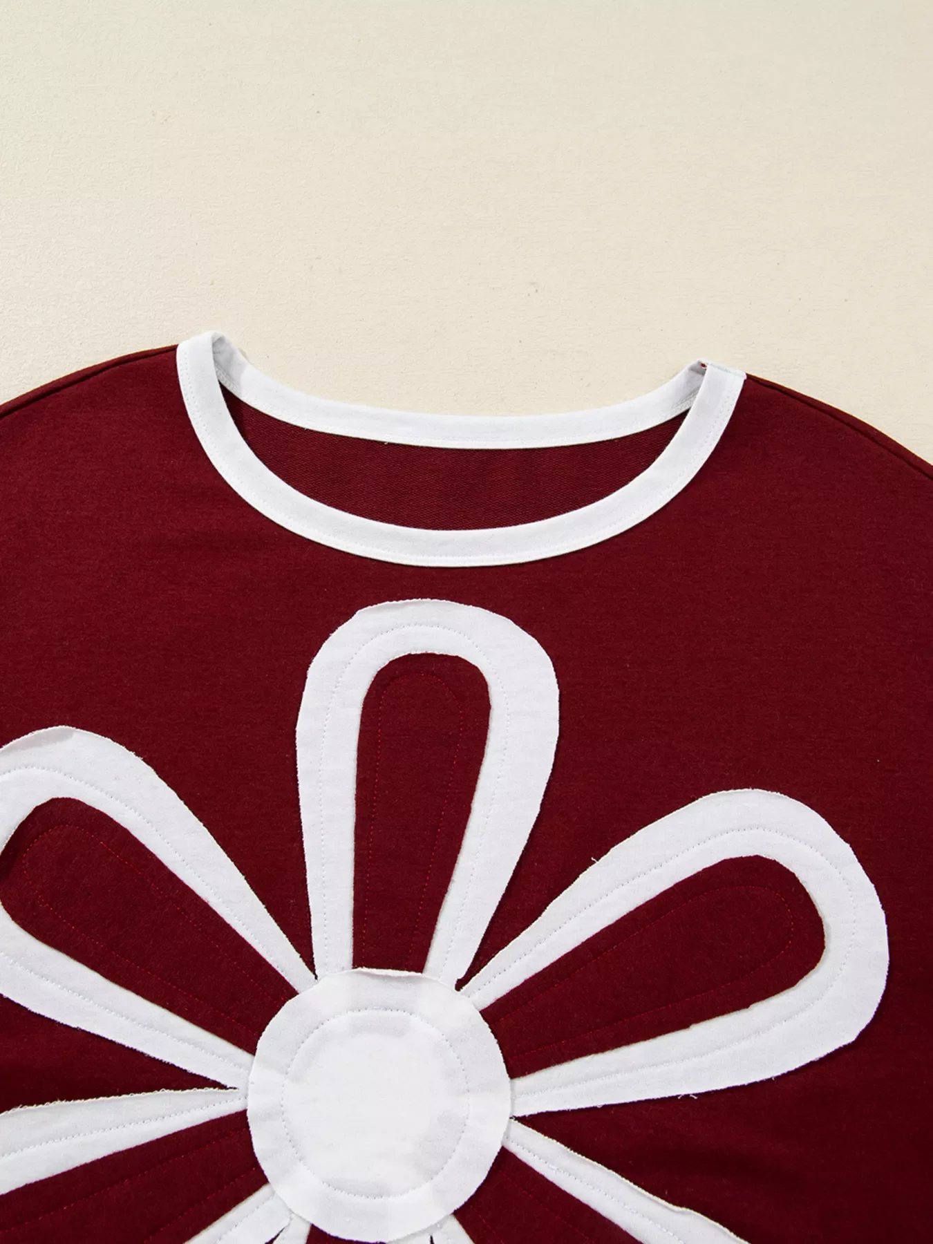 Flower Patched Round Neck Long Sleeve Top - Image 5