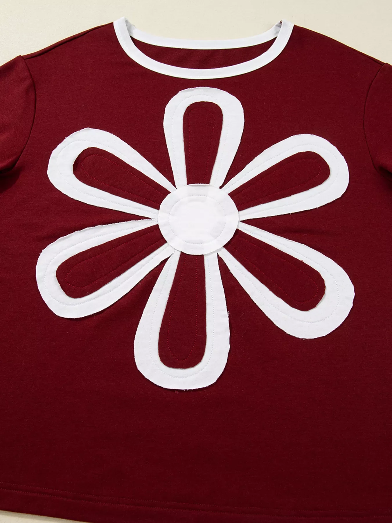 Flower Patched Round Neck Long Sleeve Top - Image 6