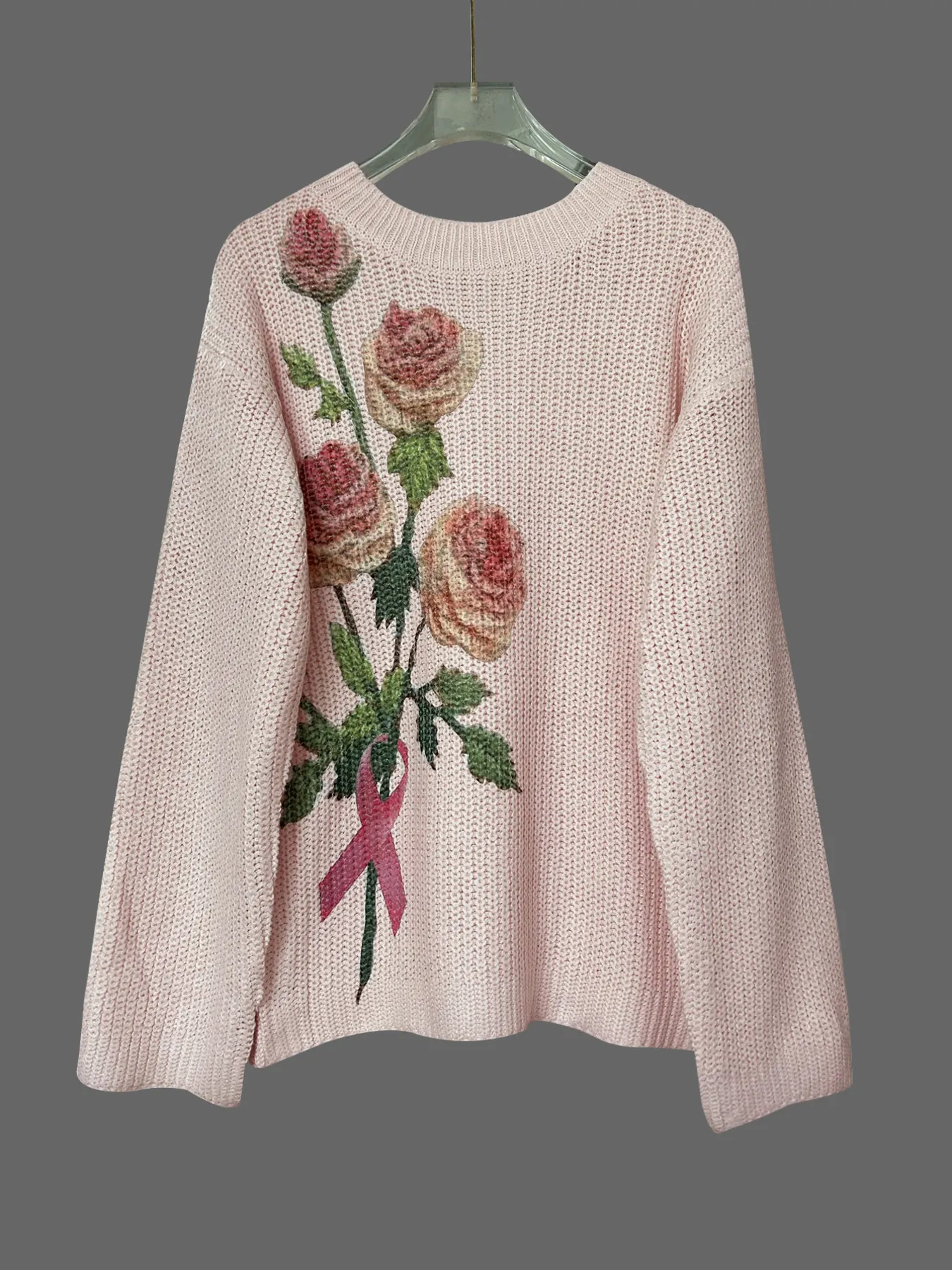 Flower Round Neck Long Sleeve Sweater - Image 3
