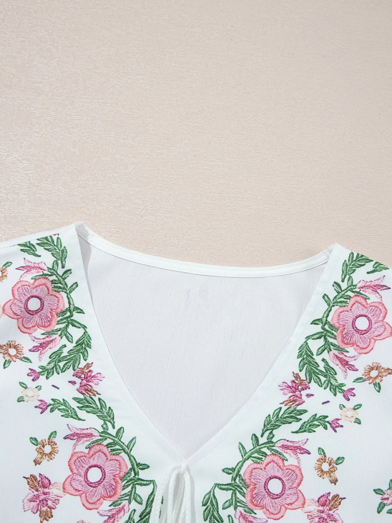 Flower V Neck Babydoll Blouse - Image 6