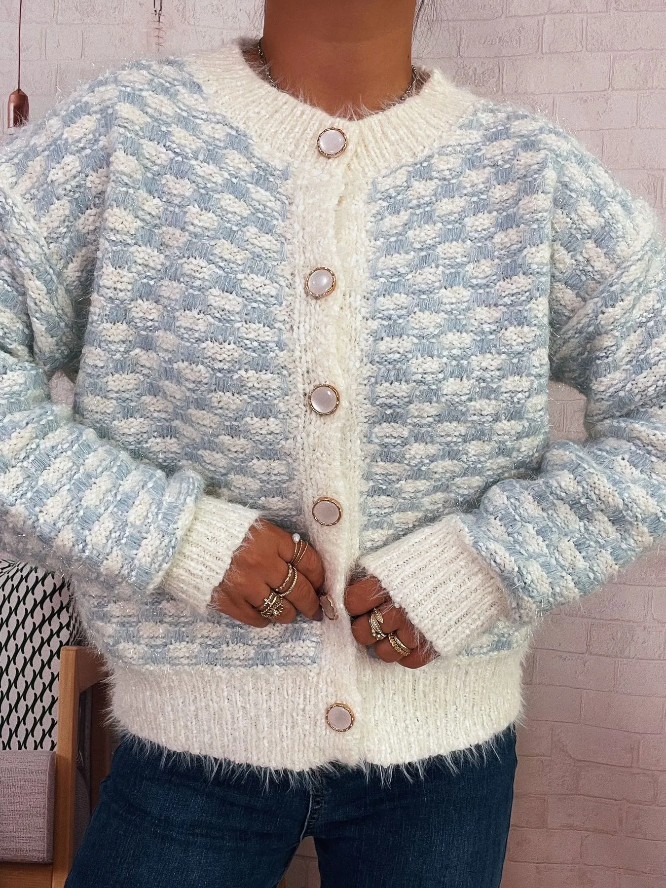 Fluffy Textured Button-Up Cardigan - Image 14